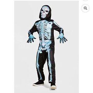 Hyde & EEK Boys Black & White X-Ray Skeleton Halloween Costume Jumpsuit S (6-7)